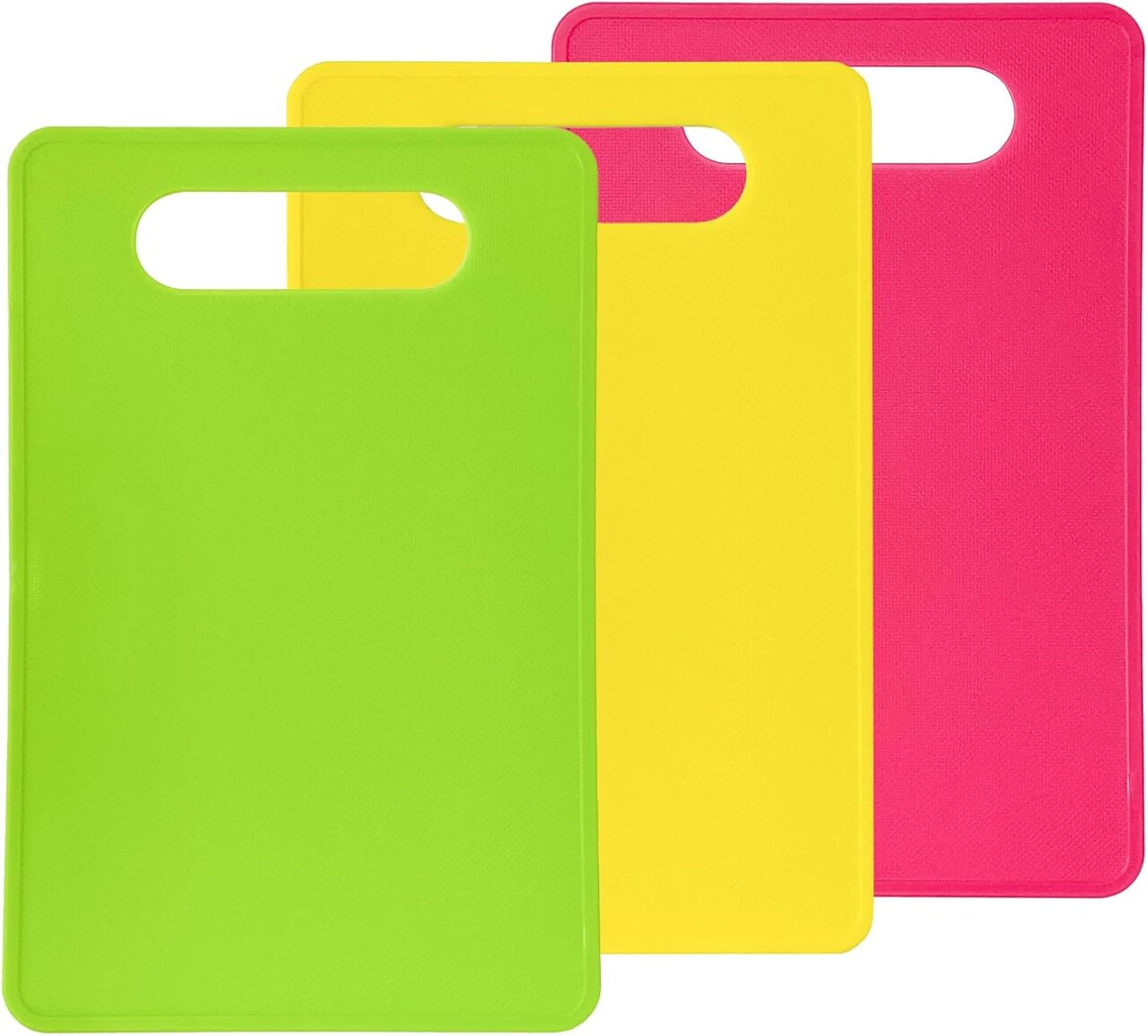 Plastic Cutting Board Set – 3-Pack Small BPA-Free Chopping Boards for Kitchen, Dishwasher Safe Color-Coded Prep Mats for Meat, Vegetables & Fruit, Easy-Grip Handle, Non-Slip Design, Space-Saving Storage